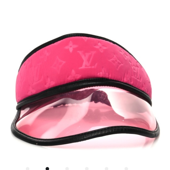 Louis Vuitton Calfskin/Nylon/PVC Monogram Visor in Fuchsia and Black. Like new! - Picture 2 of 10